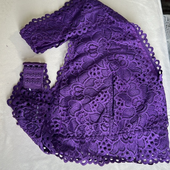 PLUS PURPLE LACE HALTER STRETCH BRALETTE 1X 2X 3X - Picture 8 of 15